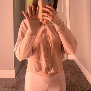 Pink Crop Jacket with Thumbholes